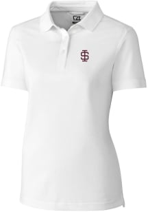 Cutter and Buck Southern Illinois Salukis Womens White Advantage Pique Short Sleeve Polo Shirt