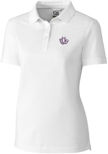 Cutter and Buck TCU Horned Frogs Womens White Advantage Pique Short Sleeve Polo Shirt