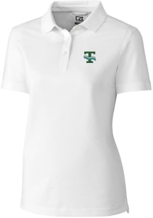 Cutter and Buck Tulane Green Wave Womens White Advantage Pique Short Sleeve Polo Shirt