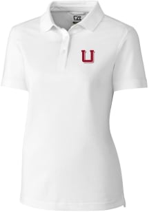 Cutter and Buck Utah Utes Womens White Advantage Pique Short Sleeve Polo Shirt