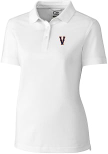 Cutter and Buck Virginia Cavaliers Womens White Advantage Pique Short Sleeve Polo Shirt