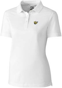 Cutter and Buck West Virginia Mountaineers Womens White Advantage Pique Short Sleeve Polo Shirt