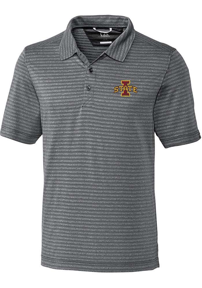 Cutter and Buck Iowa State Cyclones Mens Charcoal Cascade Melange Short Sleeve Polo
