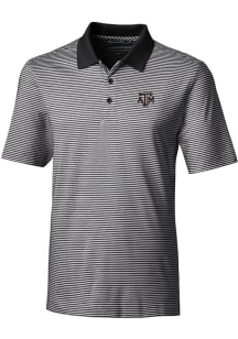 Cutter and Buck Texas A&amp;M Aggies Mens Black Forge Tonal Stripe Stretch Big and Tall Polos Shirt