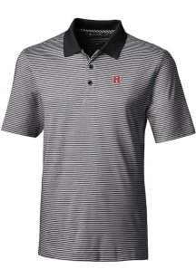 Cutter and Buck Rutgers Scarlet Knights Mens Black Forge Tonal Stripe Stretch Big and Tall Polos..