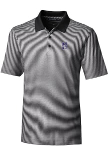 Cutter and Buck Northwestern Wildcats Mens Black Forge Tonal Stripe Stretch Big and Tall Polos Shirt