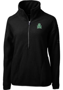 Cutter and Buck Marshall Thundering Herd Womens Black Cascade Eco Sherpa 1/4 Zip Pullover