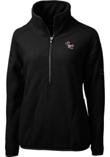 Cutter and Buck NC State Wolfpack Womens Black Cascade Eco Sherpa 1/4 Zip Pullover