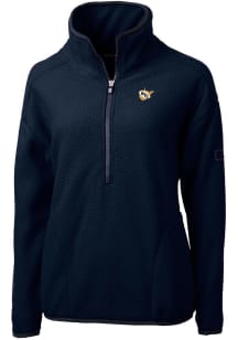 Cutter and Buck West Virginia Mountaineers Womens Navy Blue Cascade Eco Sherpa 1/4 Zip Pullover