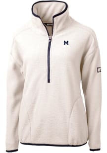 Womens Michigan Wolverines Grey Cutter and Buck Cascade Eco Sherpa 1/4 Zip Pullover
