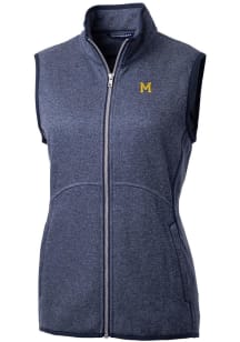 Cutter and Buck Michigan Wolverines Womens Navy Blue Mainsail Vest