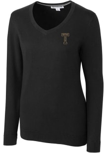 Cutter and Buck GA Tech Yellow Jackets Womens Black Lakemont Long Sleeve Sweater