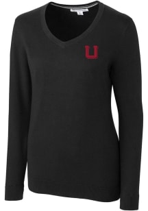 Cutter and Buck Utah Utes Womens Black Vault Lakemont Long Sleeve Sweater