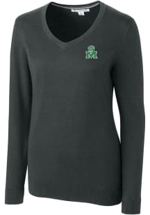Cutter and Buck Marshall Thundering Herd Womens Grey Lakemont Long Sleeve Sweater