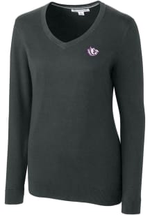 Cutter and Buck TCU Horned Frogs Womens Grey Lakemont Long Sleeve Sweater