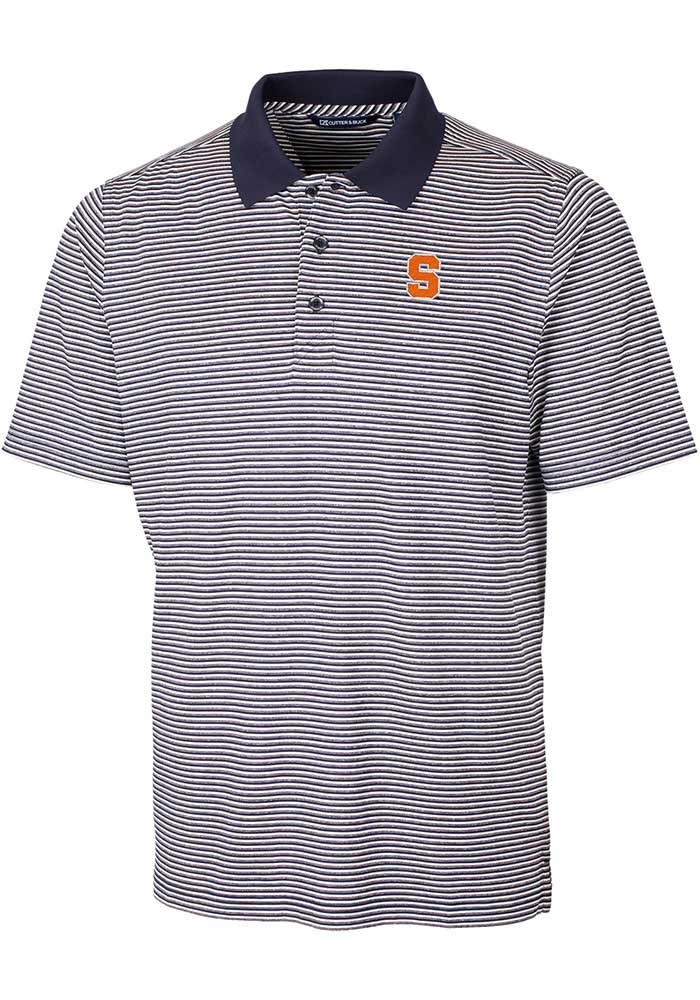 Cutter and Buck Syracuse Orange Mens Navy Blue Forge Tonal Stripe Stretch Big and Tall Polos Shirt