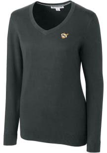 Cutter and Buck West Virginia Mountaineers Womens Grey Lakemont Long Sleeve Sweater