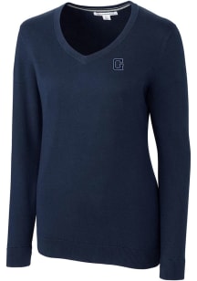 Cutter and Buck Georgetown Hoyas Womens Navy Blue Lakemont Long Sleeve Sweater