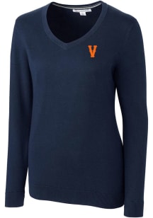 Cutter and Buck Virginia Cavaliers Womens Navy Blue Lakemont Long Sleeve Sweater