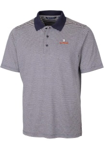 Cutter and Buck Illinois Fighting Illini Mens Navy Blue Forge Tonal Stripe Stretch Big and Tall Polo
