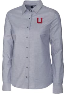 Cutter and Buck Utah Utes Womens Stretch Oxford Long Sleeve Grey Dress Shirt