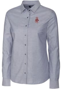 Cutter and Buck Washington State Cougars Womens Stretch Oxford Long Sleeve Grey Dress Shirt