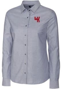 Cutter and Buck Western Kentucky Hilltoppers Womens Stretch Oxford Long Sleeve Grey Dress Shirt