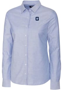 Cutter and Buck Georgetown Hoyas Womens Stretch Oxford Long Sleeve Light Blue Dress Shirt
