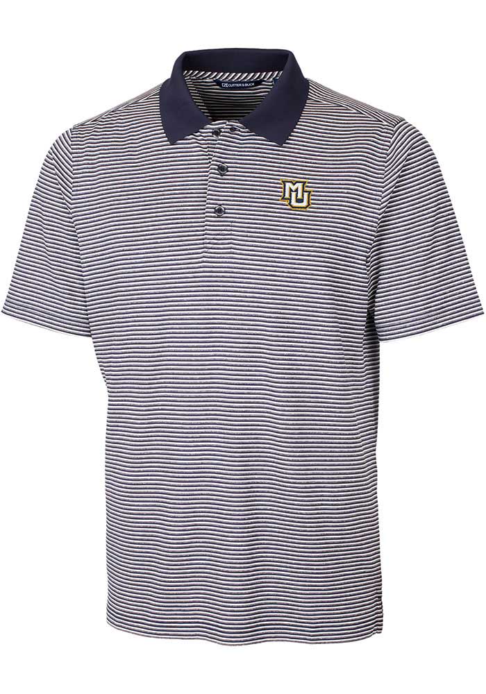 Cutter and Buck Marquette Golden Eagles Mens Navy Blue Forge Tonal Stripe Stretch Big and Tall Polos Shirt