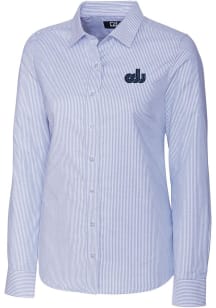 Cutter and Buck Old Dominion Monarchs Womens Stretch Oxford Stripe Long Sleeve Light Blue Dress ..