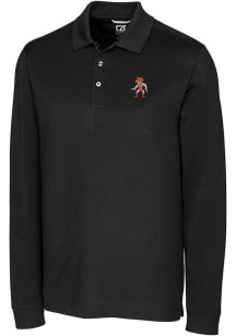 Cutter and Buck Oklahoma State Cowboys Mens Black Advantage Pique Long Sleeve Big and Tall Polos..