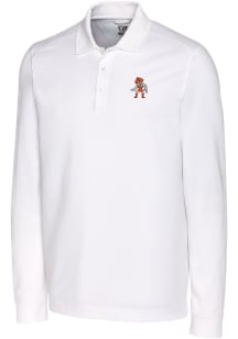 Cutter and Buck Oklahoma State Cowboys Mens White Advantage Pique Long Sleeve Big and Tall Polos..