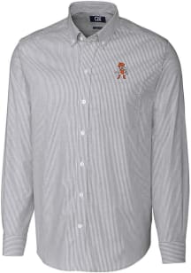 Cutter and Buck Oklahoma State Cowboys Mens Grey Stretch Oxford Stripe Big and Tall Dress Shirt