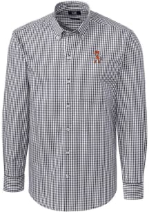 Cutter and Buck Oklahoma State Cowboys Mens Grey Easy Care Stretch Gingham Big and Tall Dress Sh..