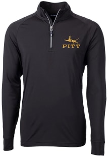 Cutter and Buck Pitt Panthers Mens Black Adapt Stretch Long Sleeve 1/4 Zip Pullover