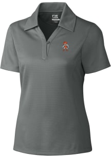 Cutter and Buck Oklahoma State Cowboys Womens Grey Drytec Genre Textured Short Sleeve Polo Shirt