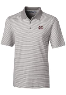 Cutter and Buck Mississippi State Bulldogs Mens Grey Forge Tonal Stripe Stretch Big and Tall Pol..