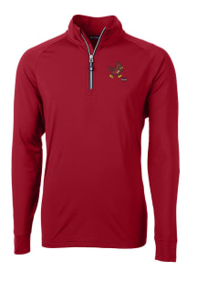 Cutter and Buck Iowa State Cyclones Mens Red Adapt Stretch Long Sleeve 1/4 Zip Pullover