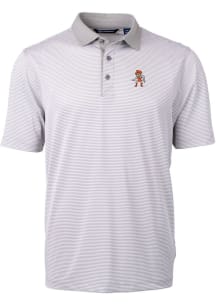 Cutter and Buck Oklahoma State Cowboys Mens Grey Virtue Eco Pique Micro Stripe Short Sleeve Polo