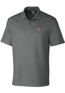 Cutter and Buck Oklahoma State Cowboys Mens Grey Drytec Genre Textured Short Sleeve Polo