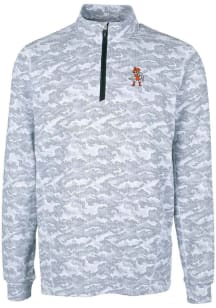 Cutter and Buck Oklahoma State Cowboys Mens Grey Traverse Camo Print Stretch Long Sleeve 1/4 Zip..
