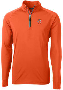 Cutter and Buck Oklahoma State Cowboys Mens Orange Adapt Eco Knit Long Sleeve 1/4 Zip Pullover