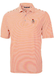 Cutter and Buck Oklahoma State Cowboys Mens Orange Wresting Pete Virtue Eco Pique Stripe Short Sle..