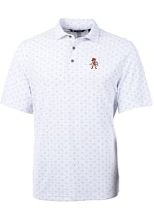 Cutter and Buck Oklahoma State Cowboys Mens White Wresting Pete Virtue Eco Pique Tile Short Sleeve..