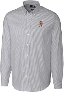 Cutter and Buck Oklahoma State Cowboys Mens Grey Stretch Oxford Stripe Long Sleeve Dress Shirt