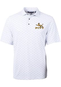 Cutter and Buck Pitt Panthers Mens White Virtue Tile Print Short Sleeve Polo
