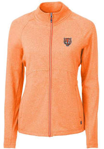Cutter and Buck Detroit Tigers Womens Orange Adapt Heathered Full Zip Medium Weight Jacket