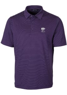 Mens K-State Wildcats Purple Cutter and Buck Forge Pencil Stripe Alumni Short Sleeve Polo Shirt