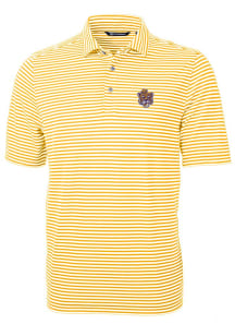 Cutter and Buck LSU Tigers Mens Gold Virtue Stripe Short Sleeve Polo