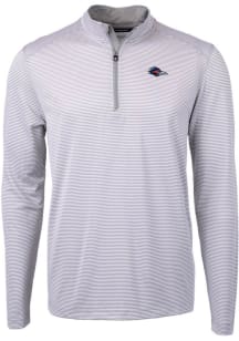 Cutter and Buck UTSA Roadrunners Mens Grey Virtue Eco Pique Stripe Big and Tall 1/4 Zip Pullover